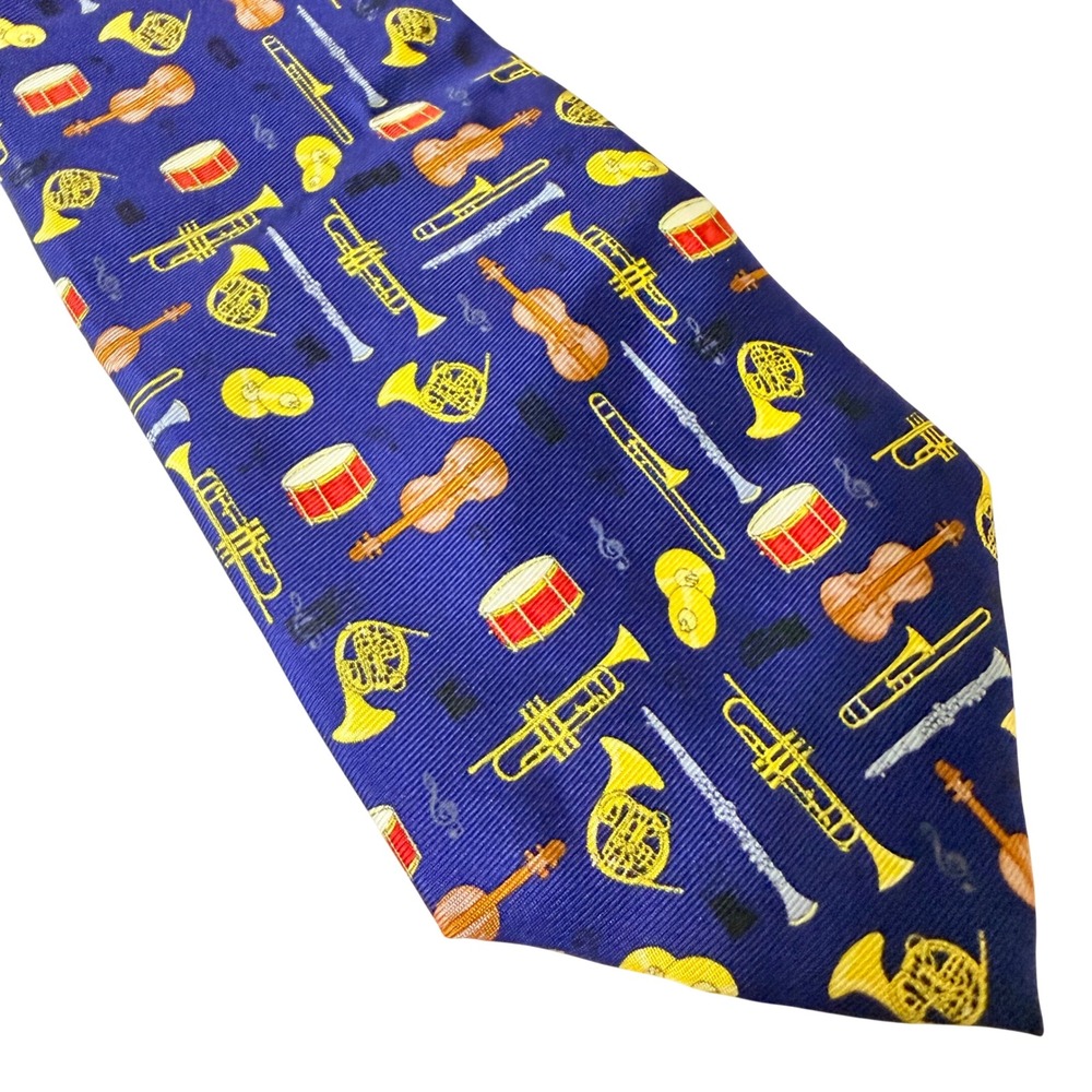 Alynn Silk Necktie Mens One Size Blue Musical Instruments Orchestra Band Novelty